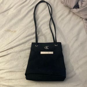 Calvin Klein crossbody black vinyl handbag